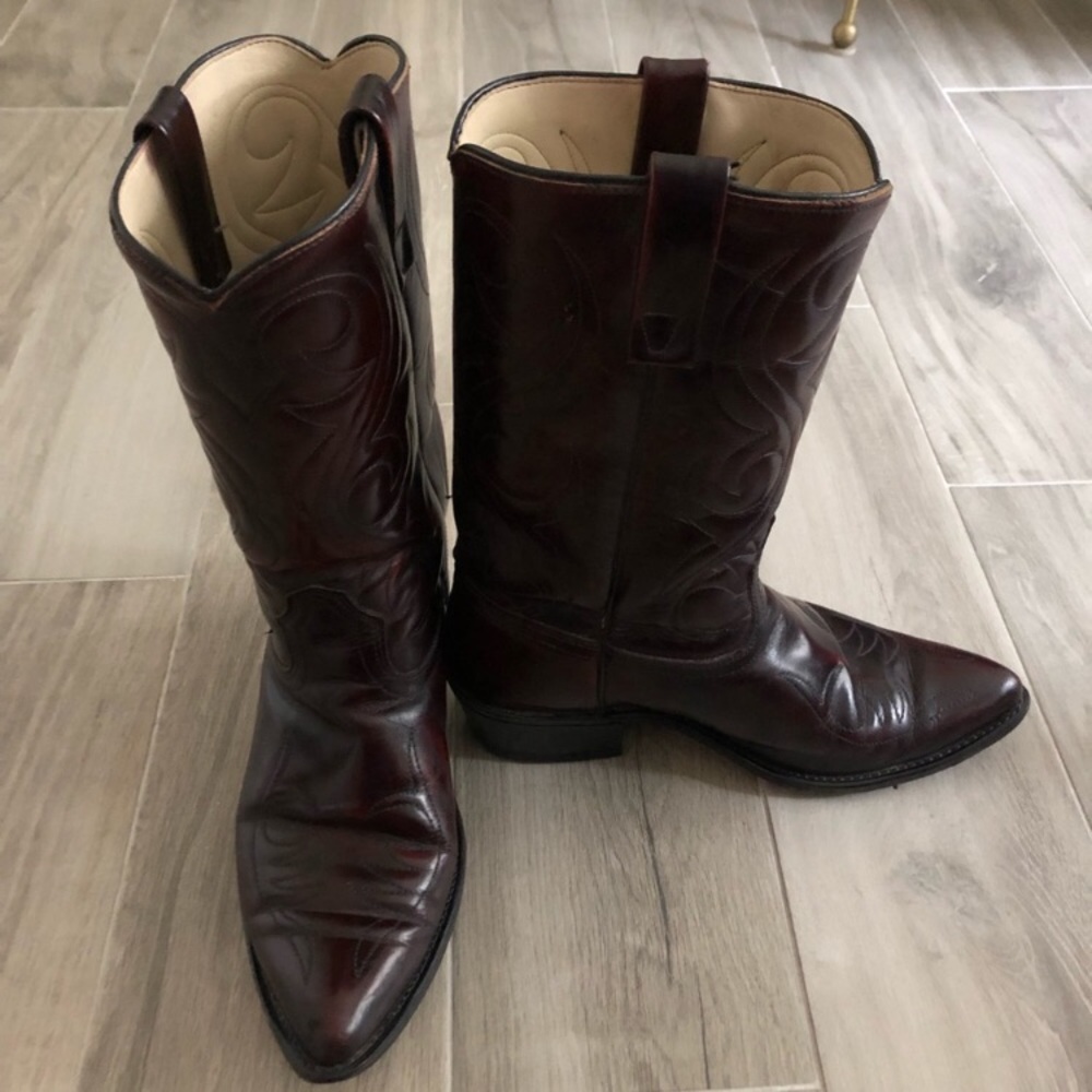 ACME Men Size 8 Dark Cherry Red Cowboy Boots